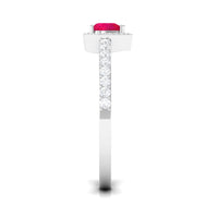 Genuine Ruby Heart Promise Ring with Diamond Halo