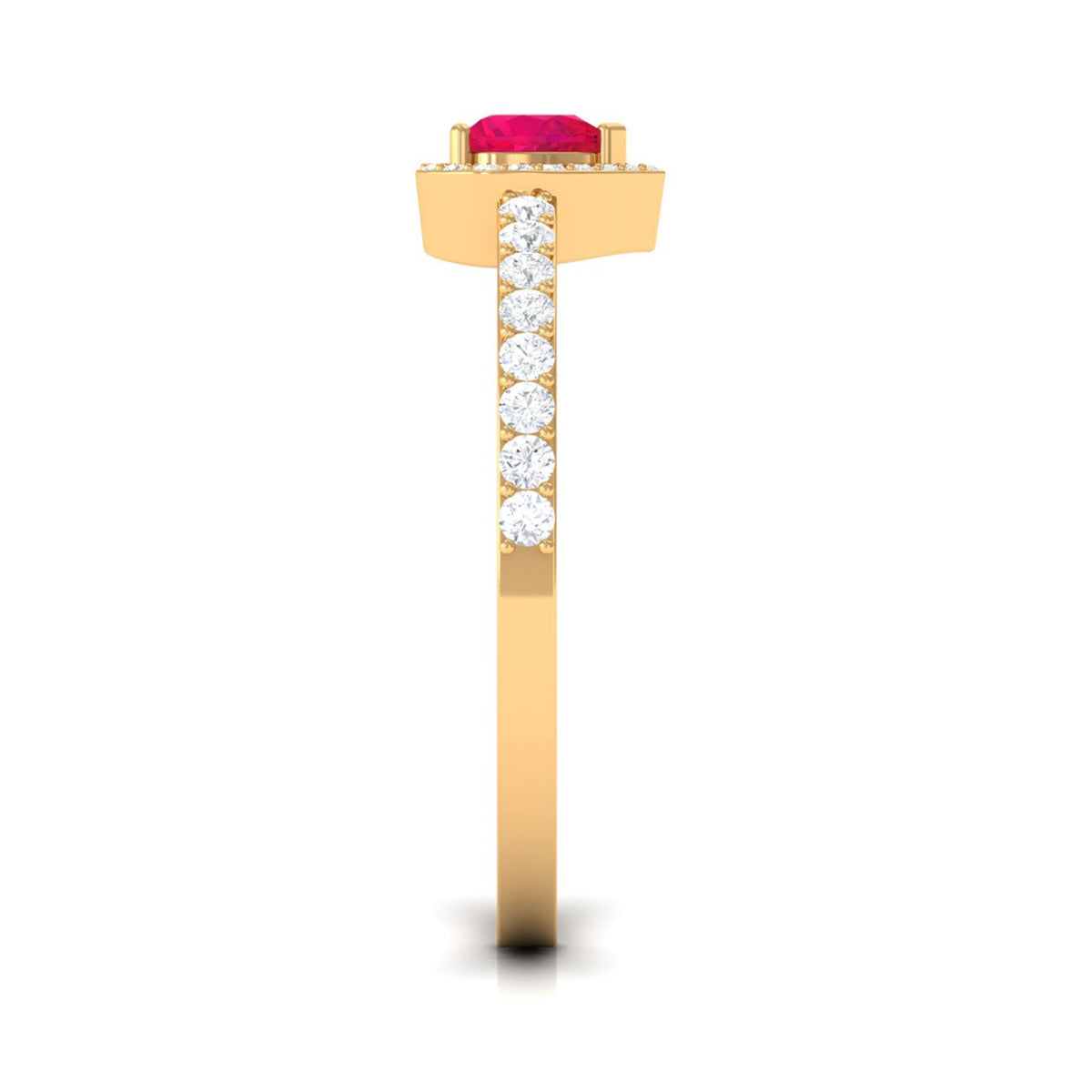 Genuine Ruby Heart Promise Ring with Diamond Halo