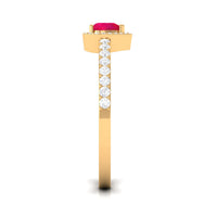 Genuine Ruby Heart Promise Ring with Diamond Halo
