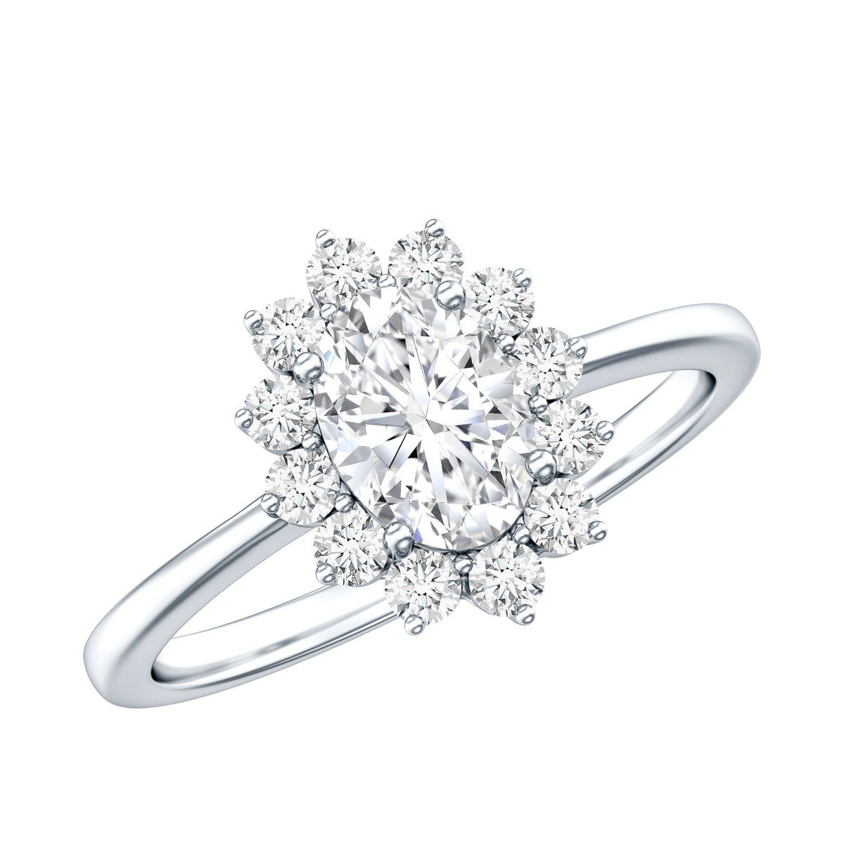 2 CT Princess Diana Inspired Oval Cut Zircon Halo Engagement Ring