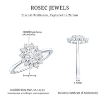2 CT Princess Diana Inspired Oval Cut Zircon Halo Engagement Ring