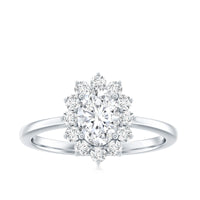 2 CT Princess Diana Inspired Oval Cut Zircon Halo Engagement Ring