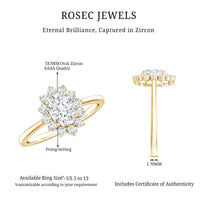 2 CT Princess Diana Inspired Oval Cut Zircon Halo Engagement Ring
