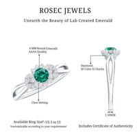 Certified Lab Grown Emerald Diamond Flower Engagement Ring with Split Shank