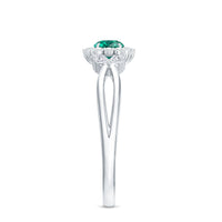 Certified Lab Grown Emerald Diamond Flower Engagement Ring with Split Shank