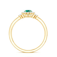 Certified Lab Grown Emerald Diamond Flower Engagement Ring with Split Shank