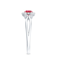 Certified Lab Grown Ruby Diamond Flower Engagement Ring for Women