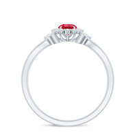 Certified Lab Grown Ruby Diamond Flower Engagement Ring for Women