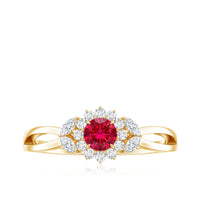 Certified Lab Grown Ruby Diamond Flower Engagement Ring for Women