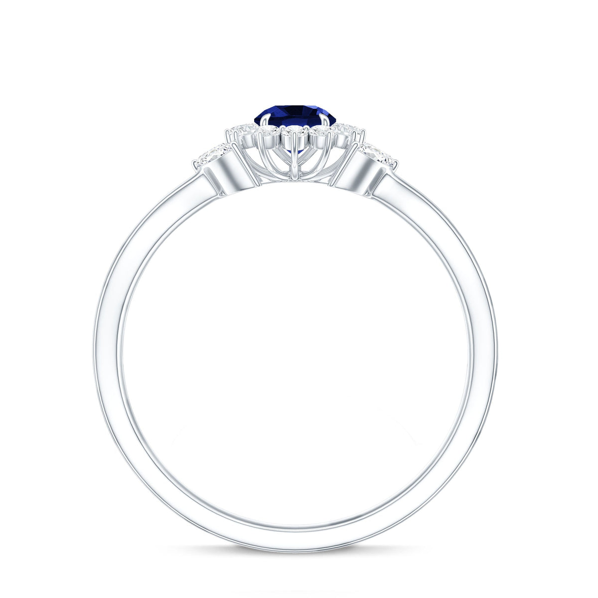 Nature Inspired 0.6 Carat Lab Grown Blue Sapphire Engagement Ring with Diamond
