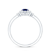 Nature Inspired 0.6 Carat Lab Grown Blue Sapphire Engagement Ring with Diamond