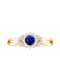 Nature Inspired 0.6 Carat Lab Grown Blue Sapphire Engagement Ring with Diamond