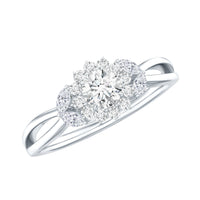 Split Shank Simulated Diamond Flower Engagement Ring
