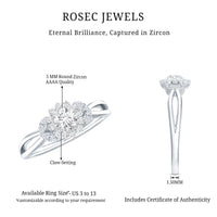 Split Shank Simulated Diamond Flower Engagement Ring