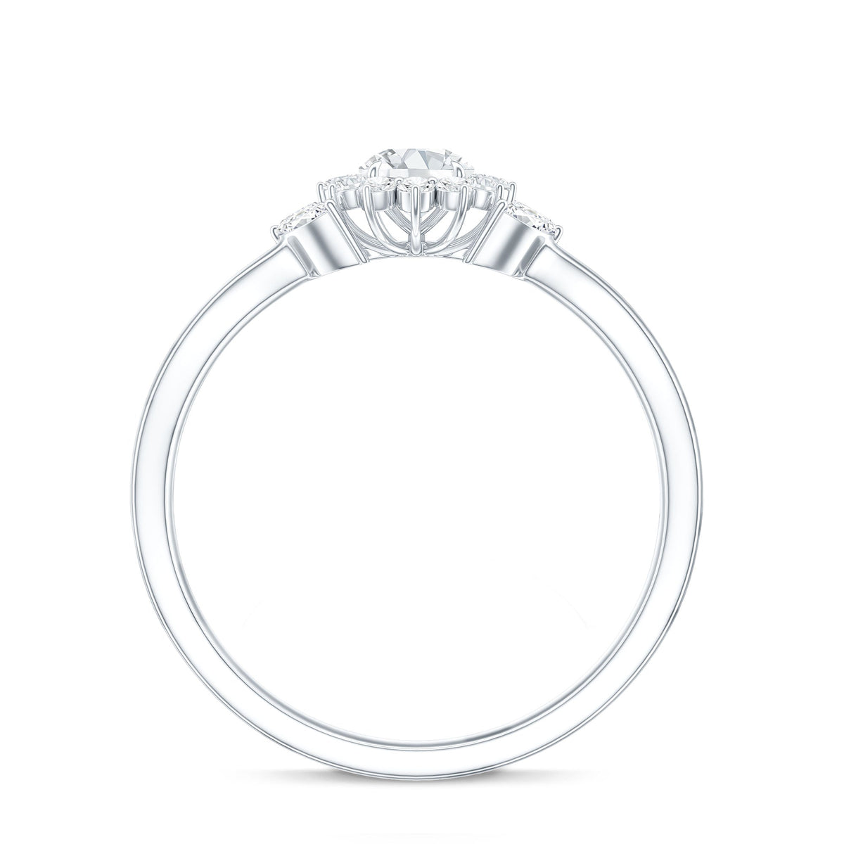 Split Shank Simulated Diamond Flower Engagement Ring