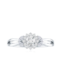 Split Shank Simulated Diamond Flower Engagement Ring