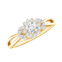 Split Shank Simulated Diamond Flower Engagement Ring