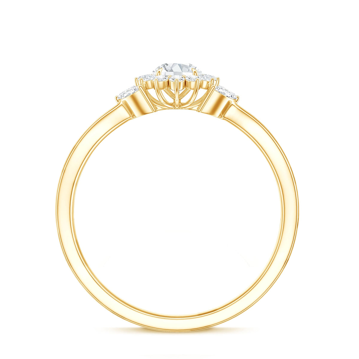 Split Shank Simulated Diamond Flower Engagement Ring
