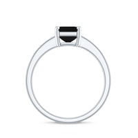 1.6 Carat Emerald Cut Lab Grown Black Diamond Solitaire Engagement Ring with White Diamond
