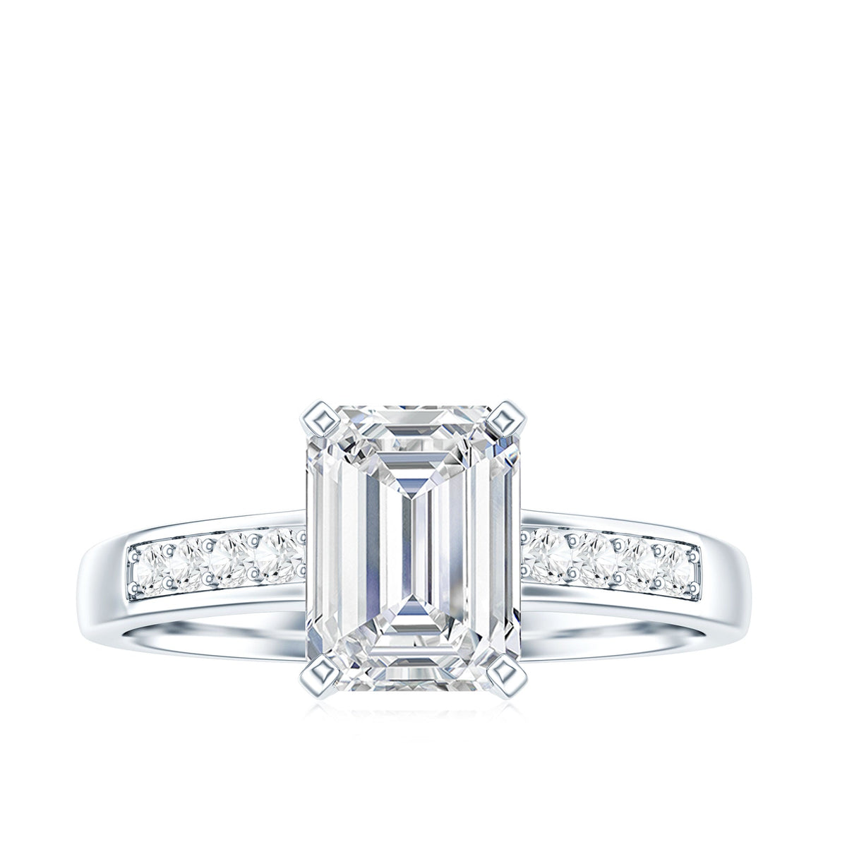 1.8 Carat Emerald Cut Cubic Zirconia Solitaire Engagement Ring