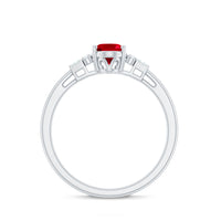 Classic Lab Grown Ruby Engagement Ring with Diamond Stones