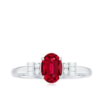 Classic Lab Grown Ruby Engagement Ring with Diamond Stones