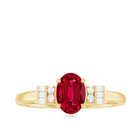 Classic Lab Grown Ruby Engagement Ring with Diamond Stones
