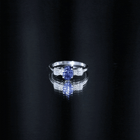 Certified 1 Carat Lab Grown Blue Sapphire Oval Engagement Ring with Diamond