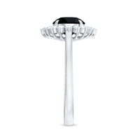 8mm Round Black Onyx Cocktail Ring with Diamond Halo