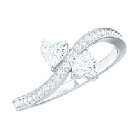 Moissanite Two Stone Pre Engagement Ring