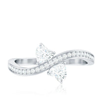 Moissanite Two Stone Pre Engagement Ring