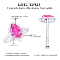 Pear Created Pink Sapphire Cocktail Halo Ring with Diamond
