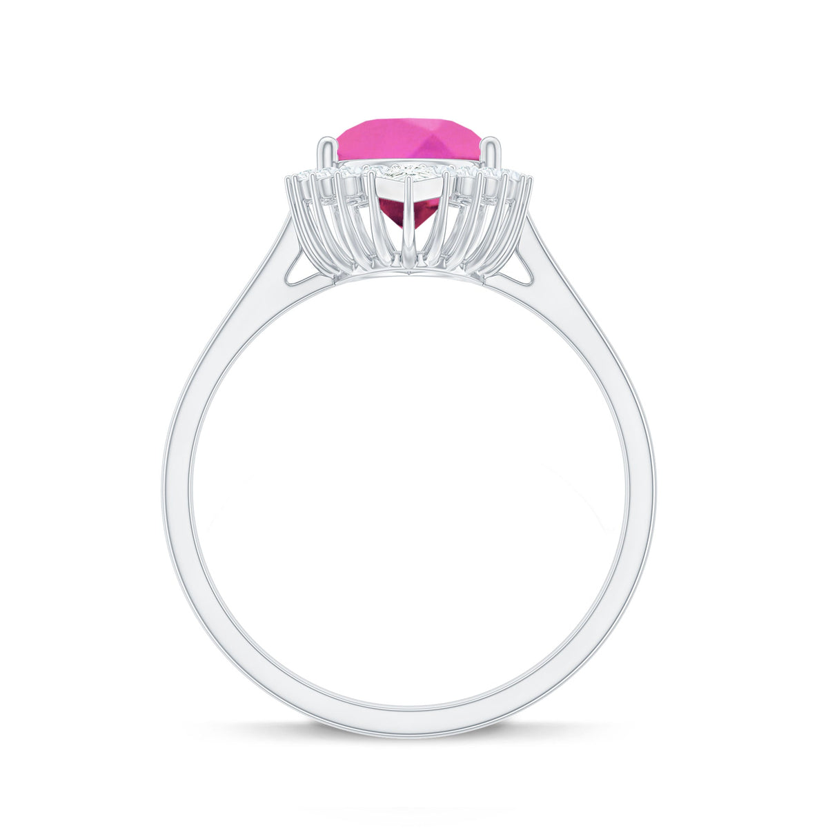 Pear Created Pink Sapphire Cocktail Halo Ring with Diamond