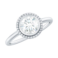 1 CT Round Cut Cubic Zirconia Solitaire Promise Ring in Bezel Setting