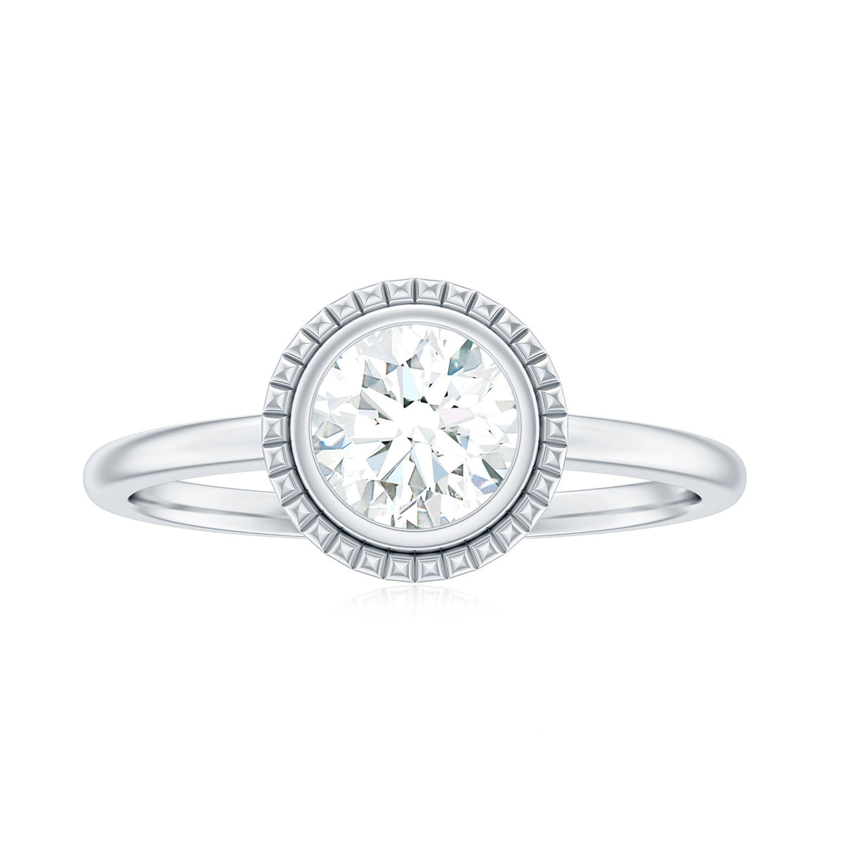 1 CT Round Cut Cubic Zirconia Solitaire Promise Ring in Bezel Setting