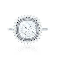 Certified Moissanite Cushion Cut Engagement Ring with Beaded Detail