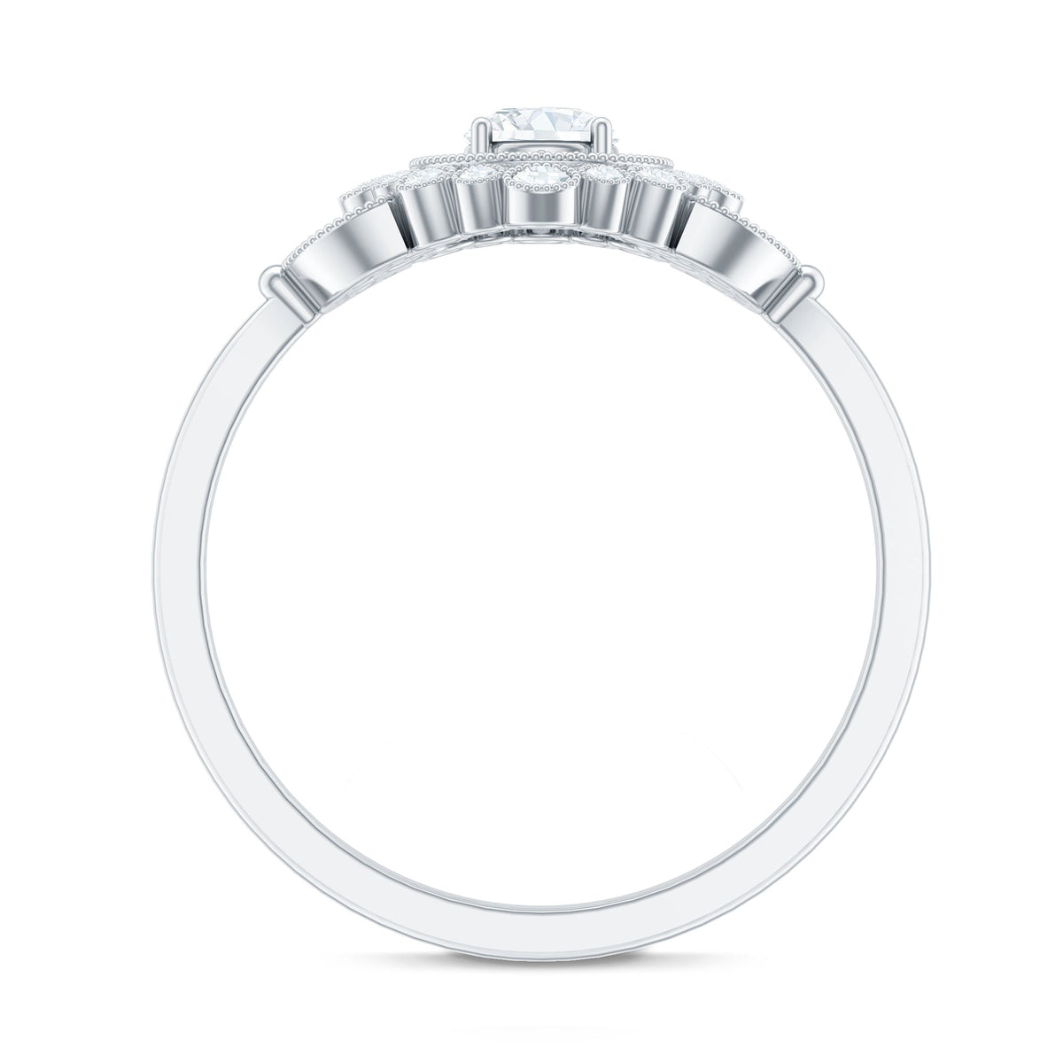 Vintage Style Cubic Zirconia Engagement Ring with Milgrain Detailing