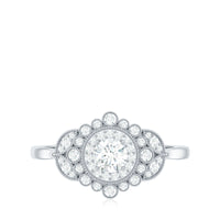 Vintage Style Cubic Zirconia Engagement Ring with Milgrain Detailing