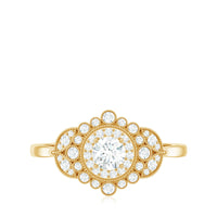 Vintage Style Cubic Zirconia Engagement Ring with Milgrain Detailing