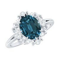 Vintage Inspired London Blue Topaz and Diamond Engagement Ring