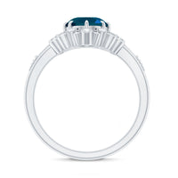 Vintage Inspired London Blue Topaz and Diamond Engagement Ring