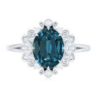 Vintage Inspired London Blue Topaz and Diamond Engagement Ring