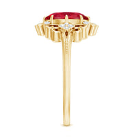 Vintage Inspired Lab Created Ruby and Diamond Engagement Ring