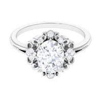 2 Carat Oval Cut Cubic Zirconia Vintage Inspired Engagement Ring