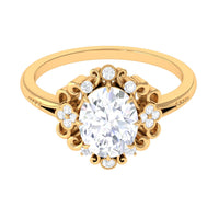 2 Carat Oval Cut Cubic Zirconia Vintage Inspired Engagement Ring