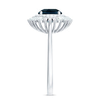 Round London Blue Topaz and Diamond Double Halo Cocktail Ring