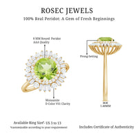 Certified Real 2 Carat Peridot Engagement Ring with Moissanite Double Halo