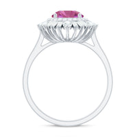 2 CT Round Pink Tourmaline Cocktail Ring with Moissanite Double Halo