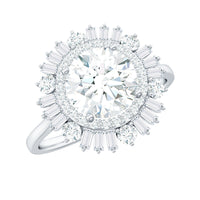 1.3 Carat Zircon Cocktail Engagement Ring with Double Halo