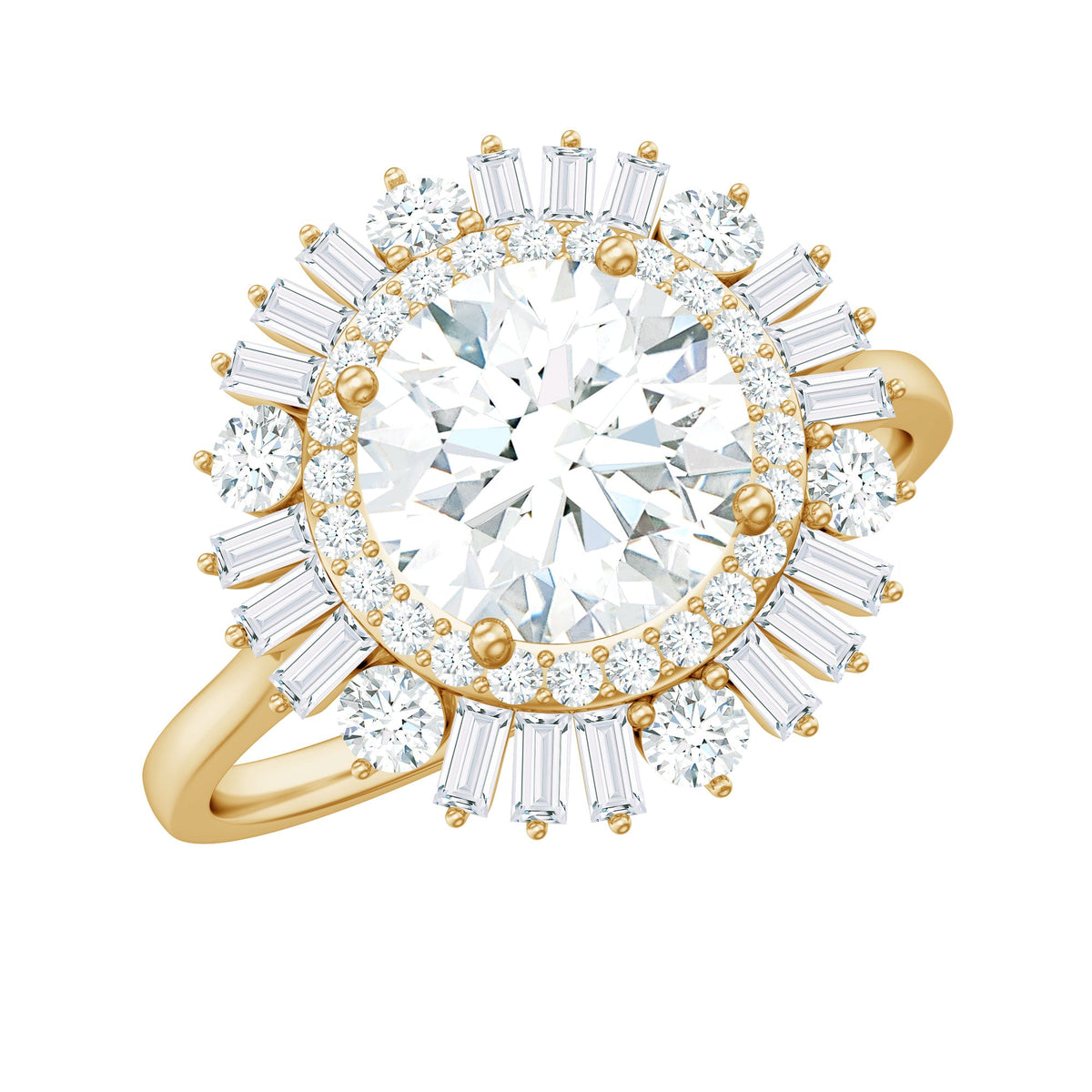 1.3 Carat Zircon Cocktail Engagement Ring with Double Halo